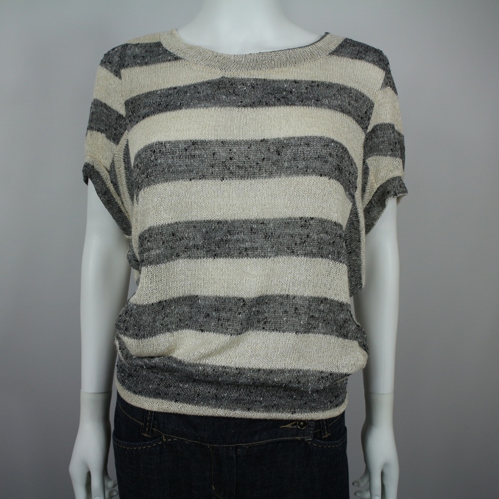 Edge Dolman Thin Knit Sweater Grey Gold